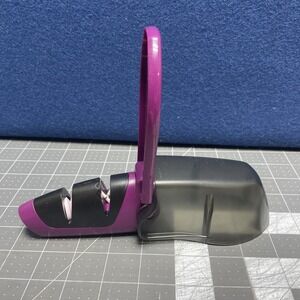 Tupperware All In One Purple Knife Sharpener Straight and Serrated Lightly Used